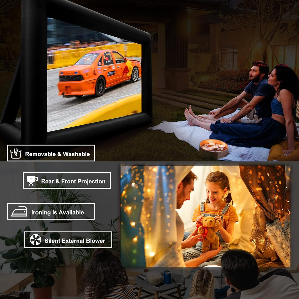 16.5FT Inflatable Outdoor Movie Screen with Air Blower and Carry Bag I614