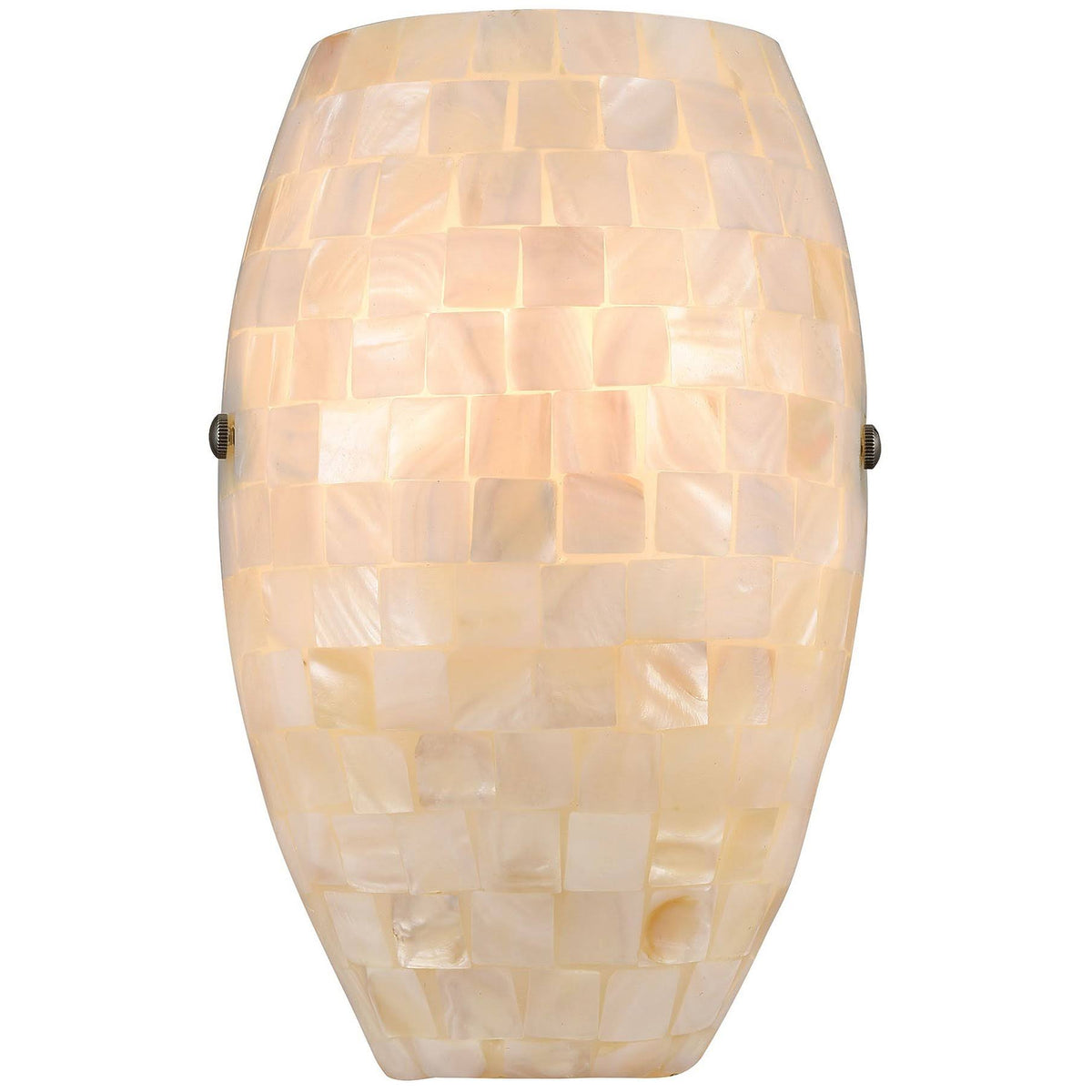 Satin Nickel 1-Light Sconce with Glass/Capiz Shells L595