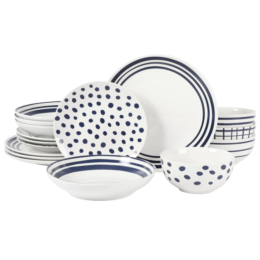 White and Blue Porcelain Dinnerware Set W92165