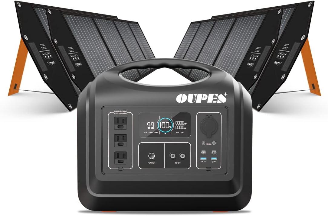 Portable Power Station LiFePO4 Battery with 2 X100W Solar Panel M81820