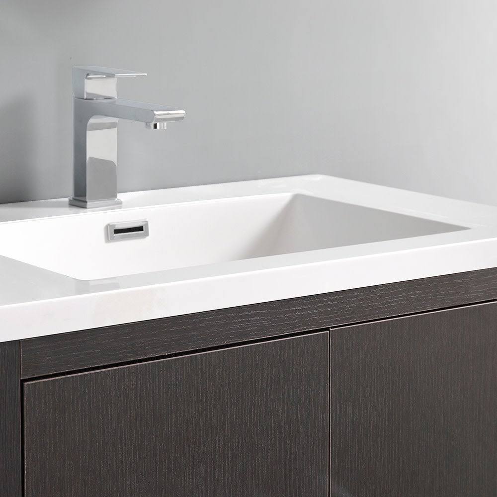 Glossy White Free Standing Bathroom Cabinet with Integrated Sink K8032