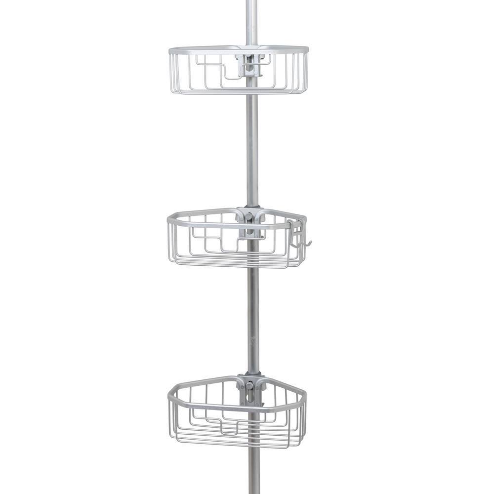 Satin Chrome Aluminum Tension Corner Shower Caddy I3652