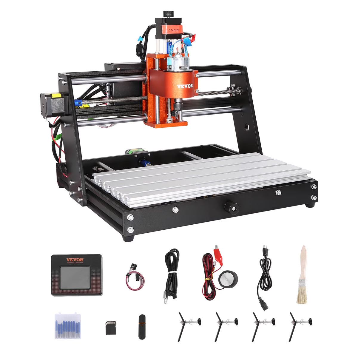 CNC Router Machine, 60W, 3 Axis, 11.8 x 7.87 x 2.36 in Working Area P488010