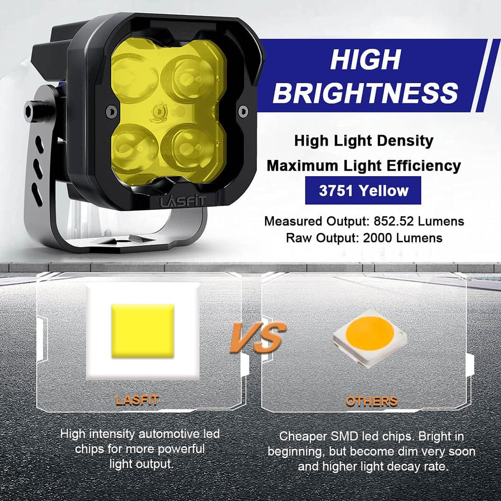Yellow LED Pods Fog Lights 3 inch 18W (Pair) M81746