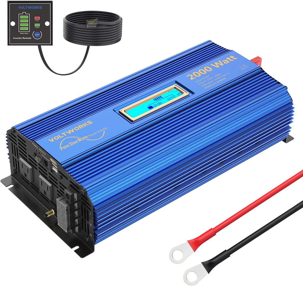 2000Watt Car Power Inverter DC 12V to 120V AC with Remote Control and LCD Display L445470