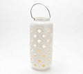White Ceramic Lantern with Flameless Candle O36053