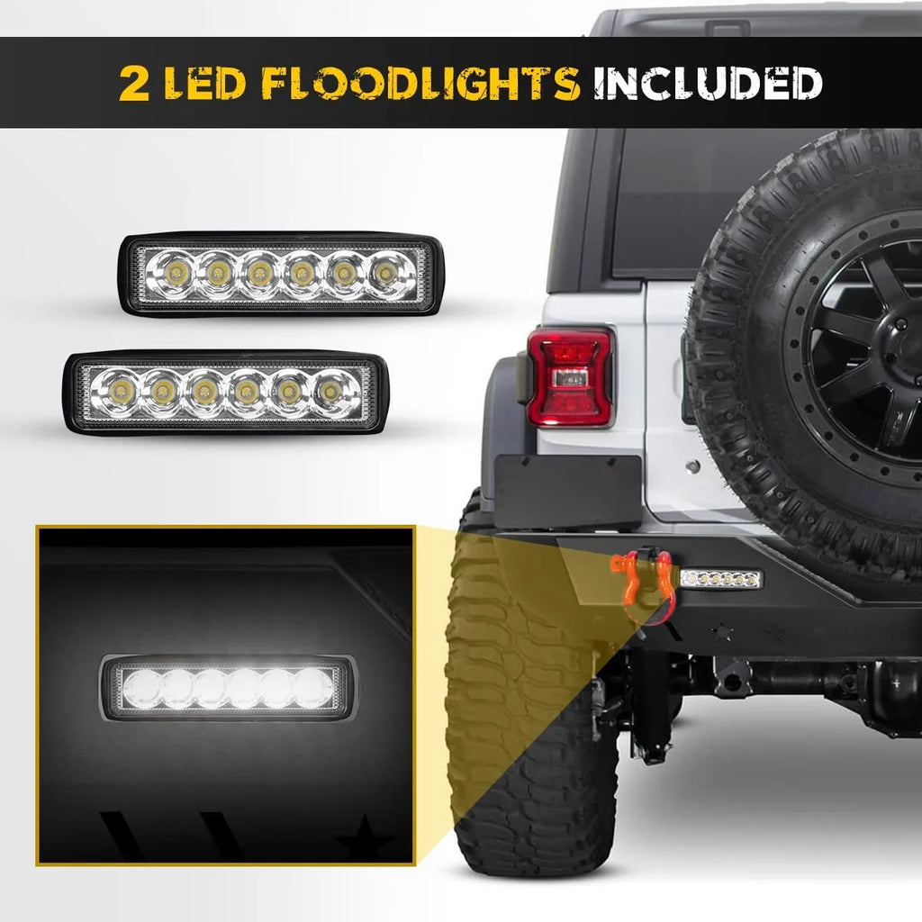 2PCS Full Width Bumper Combo with Winch Plate & LED Lights & D-rings & Fog Light Housing Q10270