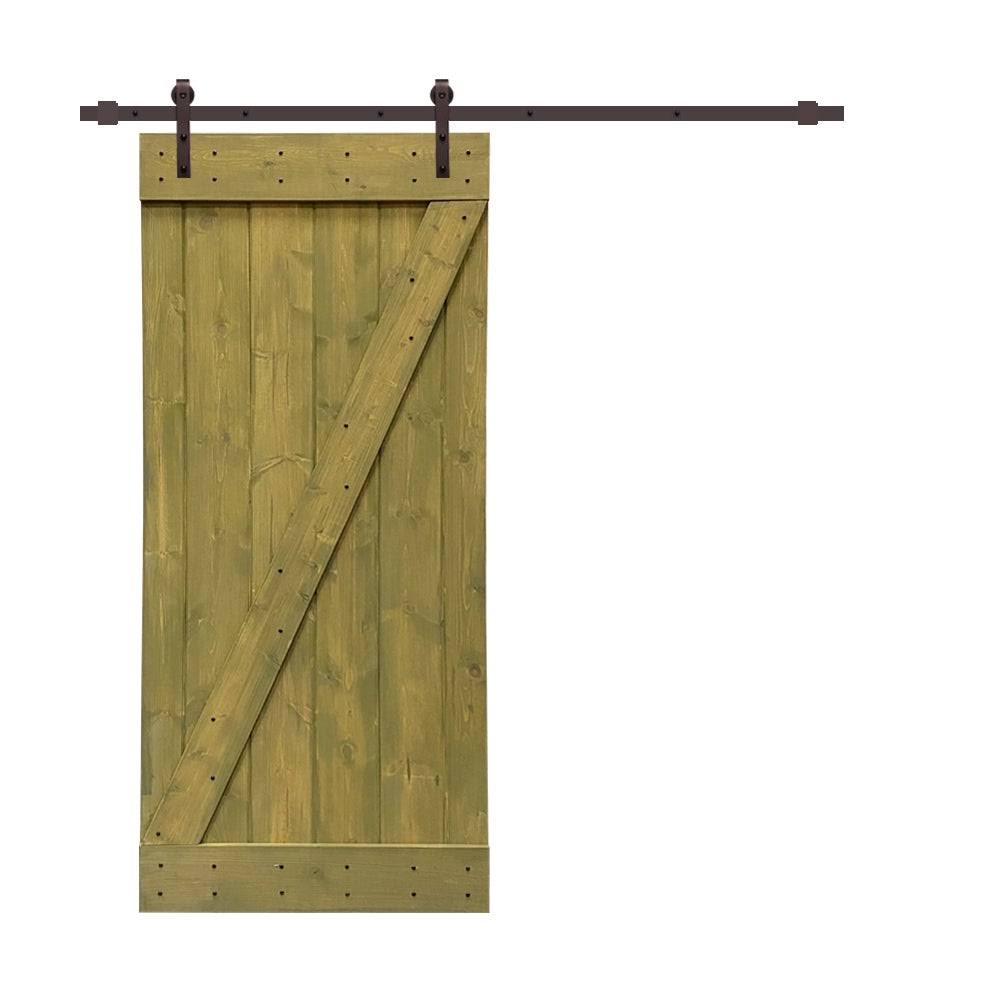 White Stained Wood Interior Sliding Barn Door with Hardware Kit B1554