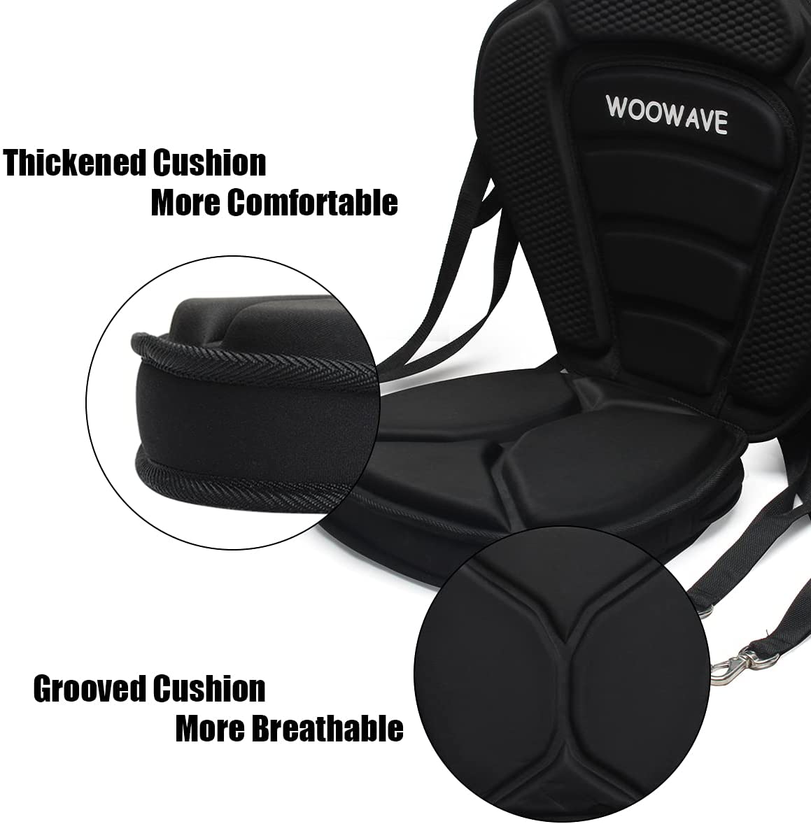 Thickened Kayak Seat with Detachable Back Storage Bag D1322
