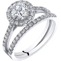 14K White Gold Cubic Zirconia Engagement Ring and Wedding Band Bridal Set A6482