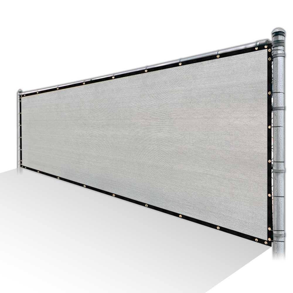 Grey Privacy Fence Screen HDPE Mesh with Reinforced Grommets L17667
