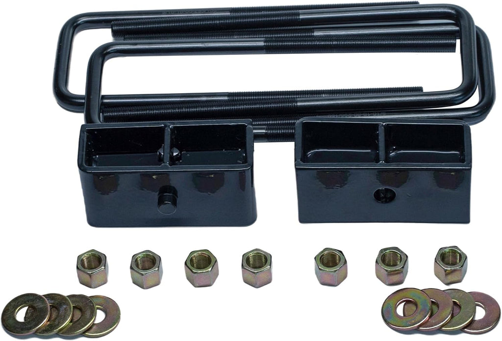 3 inch Rear Leveling Lift Kit Blocks with U Bolts Compatible with 2007-2021 Chevy Silverado Sierra GMC 1500 2WD 4WD Pack of 2 I1832