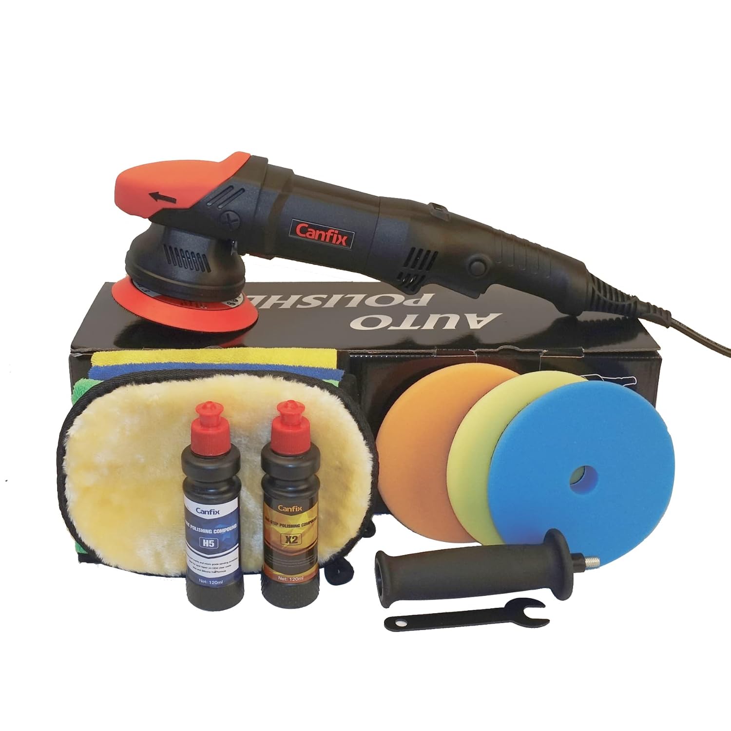 5 inch Dual Action Random Orbital Car Polisher with 9pcs Detailing Kit J218644