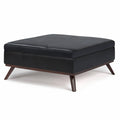 Midnight Black Square Storage Ottoman V83407