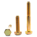 0.44-14 x 2 Coarse Threaded Grade 5 Hex Cap Screw, Medium Carbon Steel - Yellow Cadmium Plated - 375 F62885
