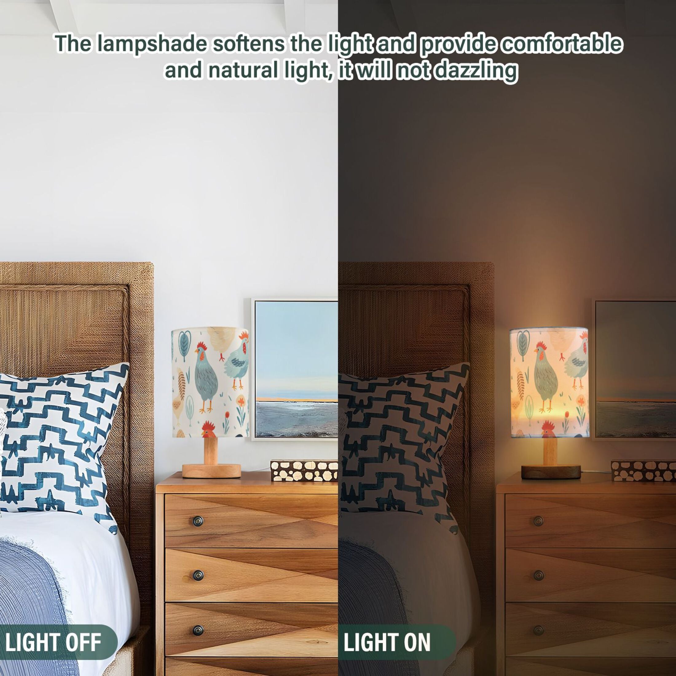 Retro Cylinder Bedside Table Lamp with USB Charging Port P2117
