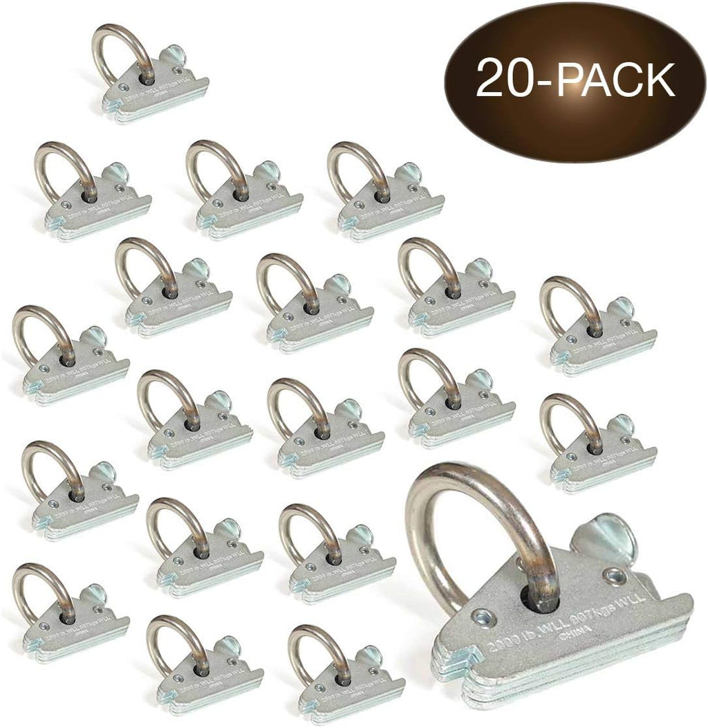 20 Heavy Duty Steel E-Track O-Ring Tie-Down Anchors with Spring Fittings D63474