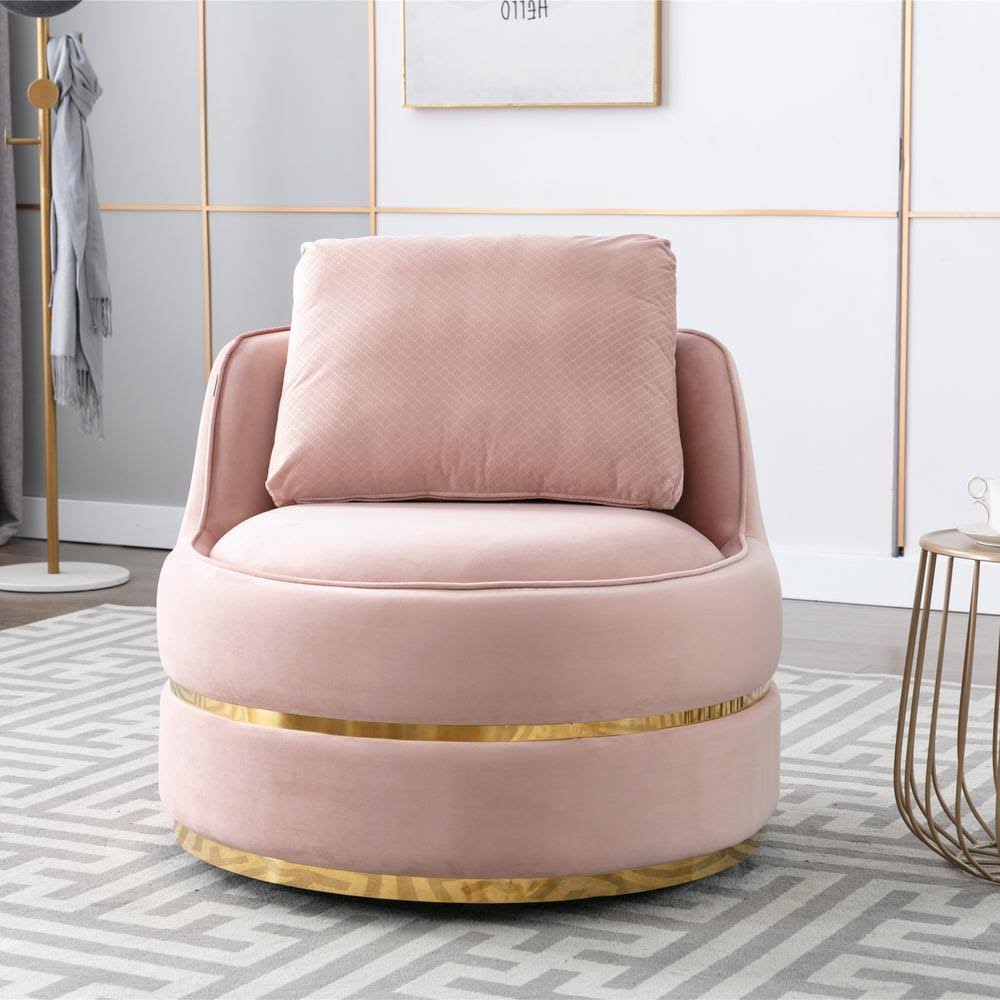 Pink Modern Swivel Barrel Chair V91658