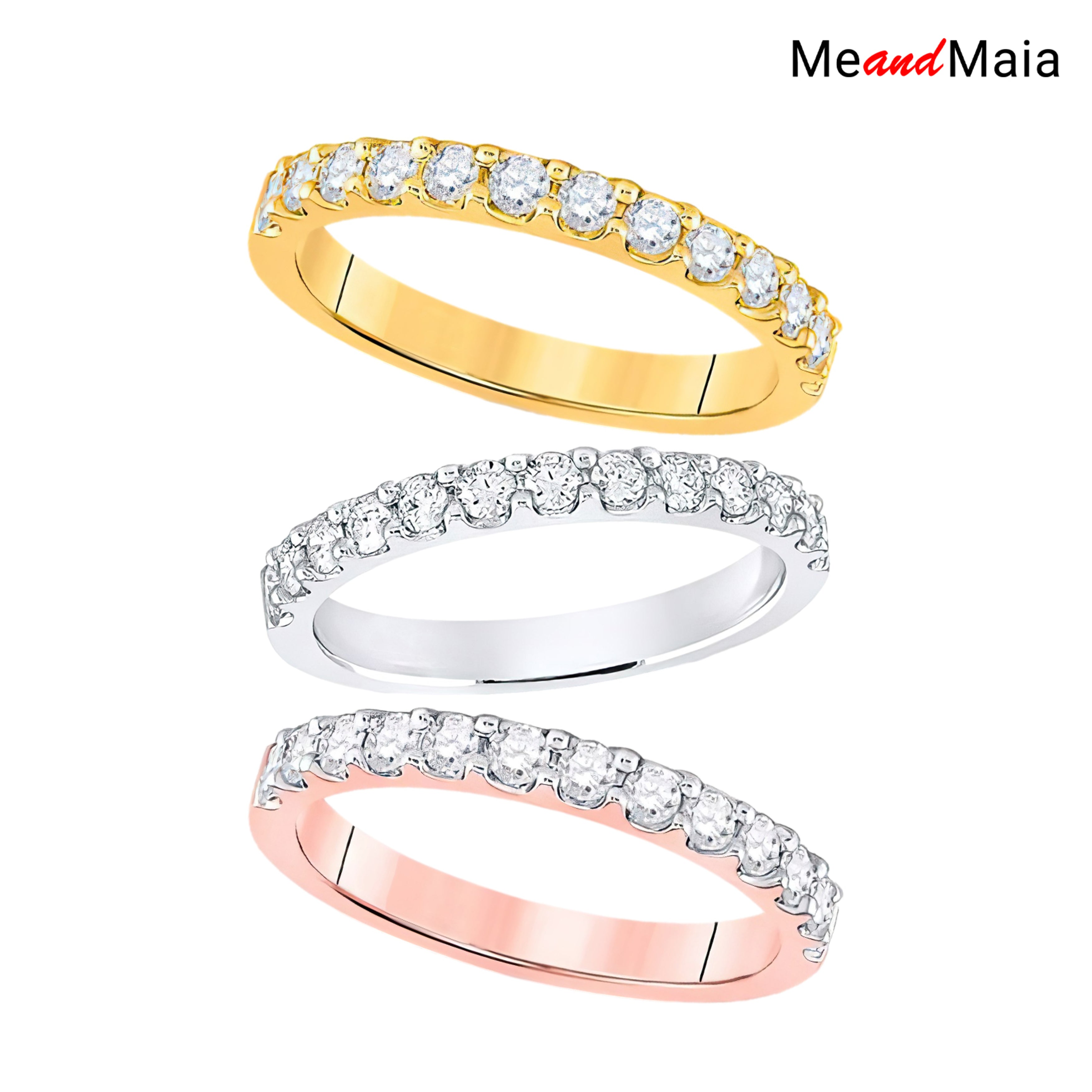 14k Yellow Gold Prong Set Diamond Ring Band Size 7 M8967