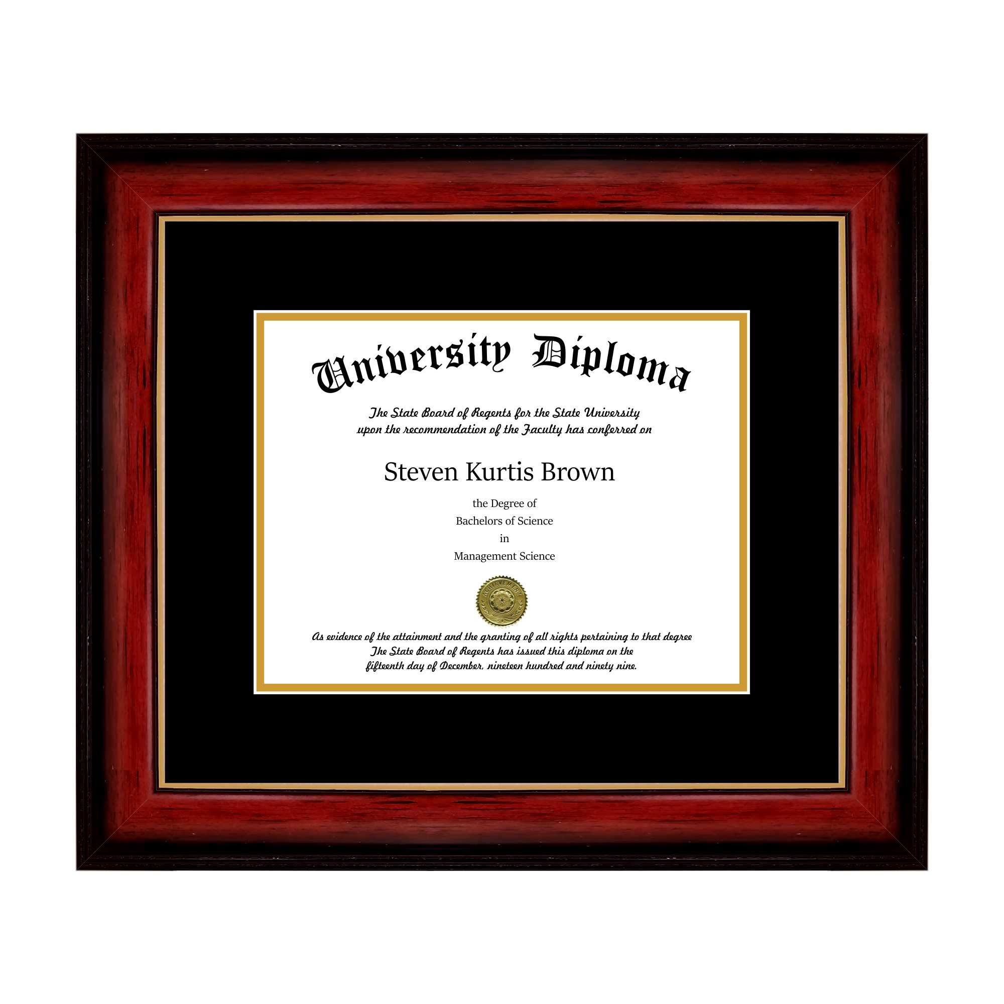 Mahogany Gold Lip 1 5/8x22 Frame for 14x22 x 11x22 Tall Diploma C5362