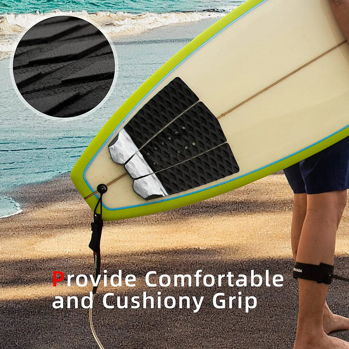 3 Piece EVA Surfboard Deck Traction Pads with Kicker E91376