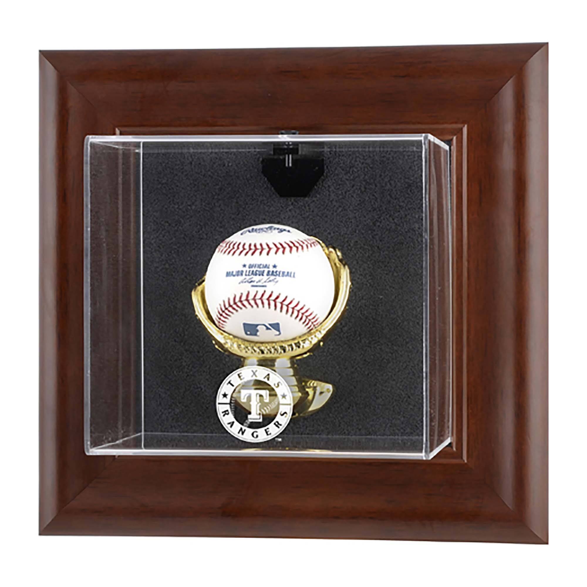 Brown Framed Wall-Mounted Baseball Display Case C591122