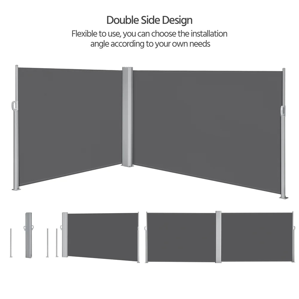 Dark Gray Retractable Screen Awning for Patio Garden K541
