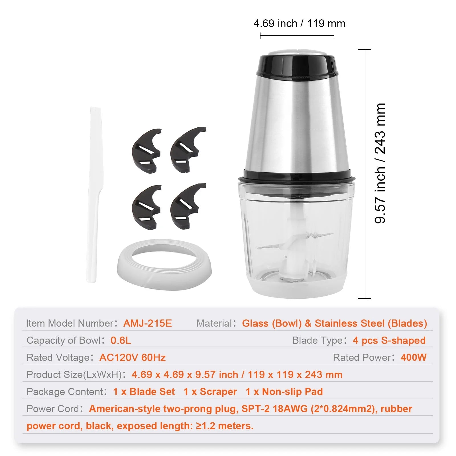 2.5 Cup Glass Electric Food Chopper R54196