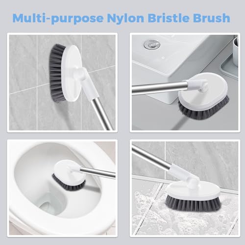 2-Way Toilet Brush with Ventilated Holder Silicone and Bristle Brushes with Aluminum Handle P5917