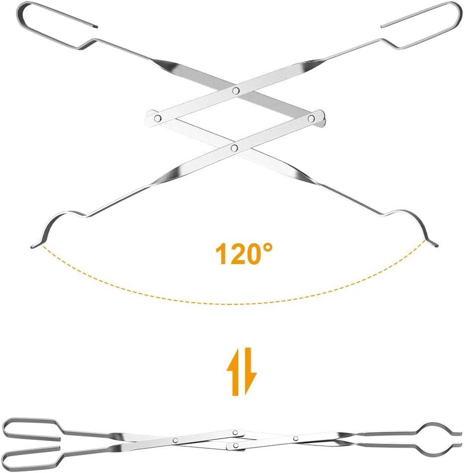 Adjustable Fire Pit Grabber Poker and 26 Log Grabber Fireplace Tongs K931