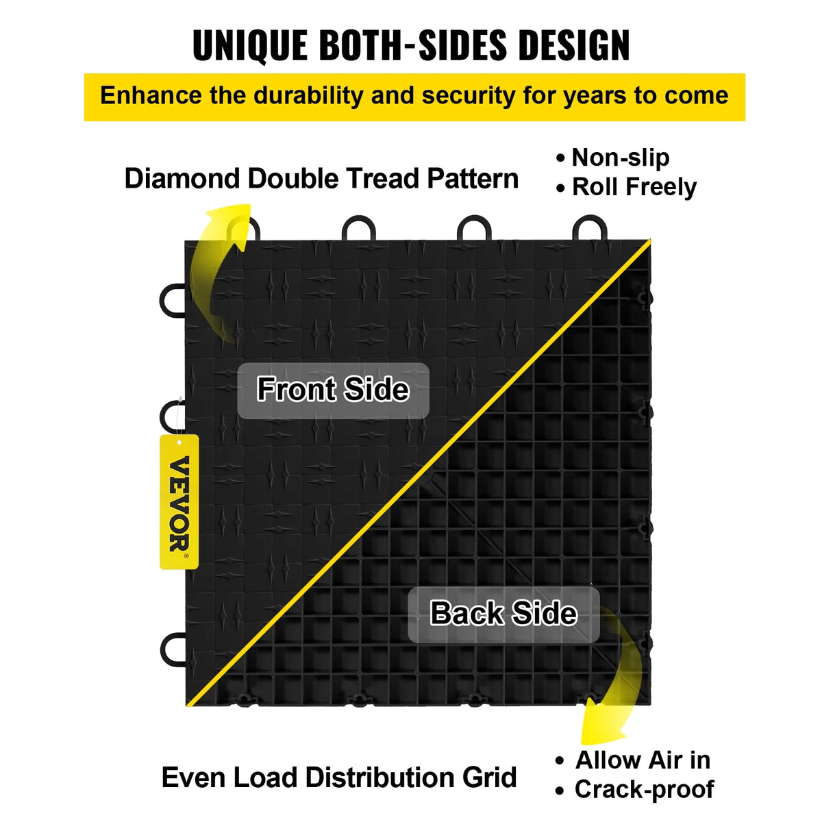 Black Interlocking Garage Floor Tiles N3696