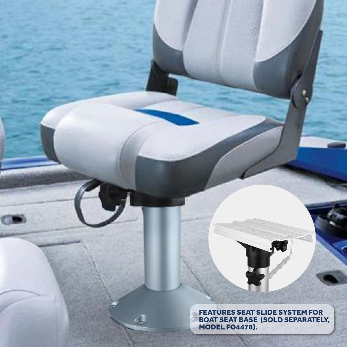 Fixed Height 12 Inches 360 Degree Marine-Grade Aluminum Boat Seat Pedestal K9594