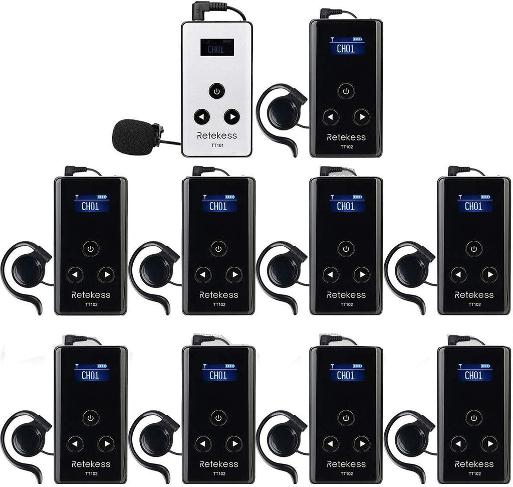 Wireless Tour Guide System with Mute, Multichannel Transmitter and Receivers J83739