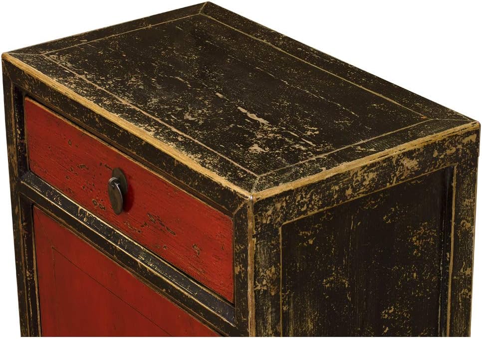 Distressed Red and Black Chinese Cabinet H422