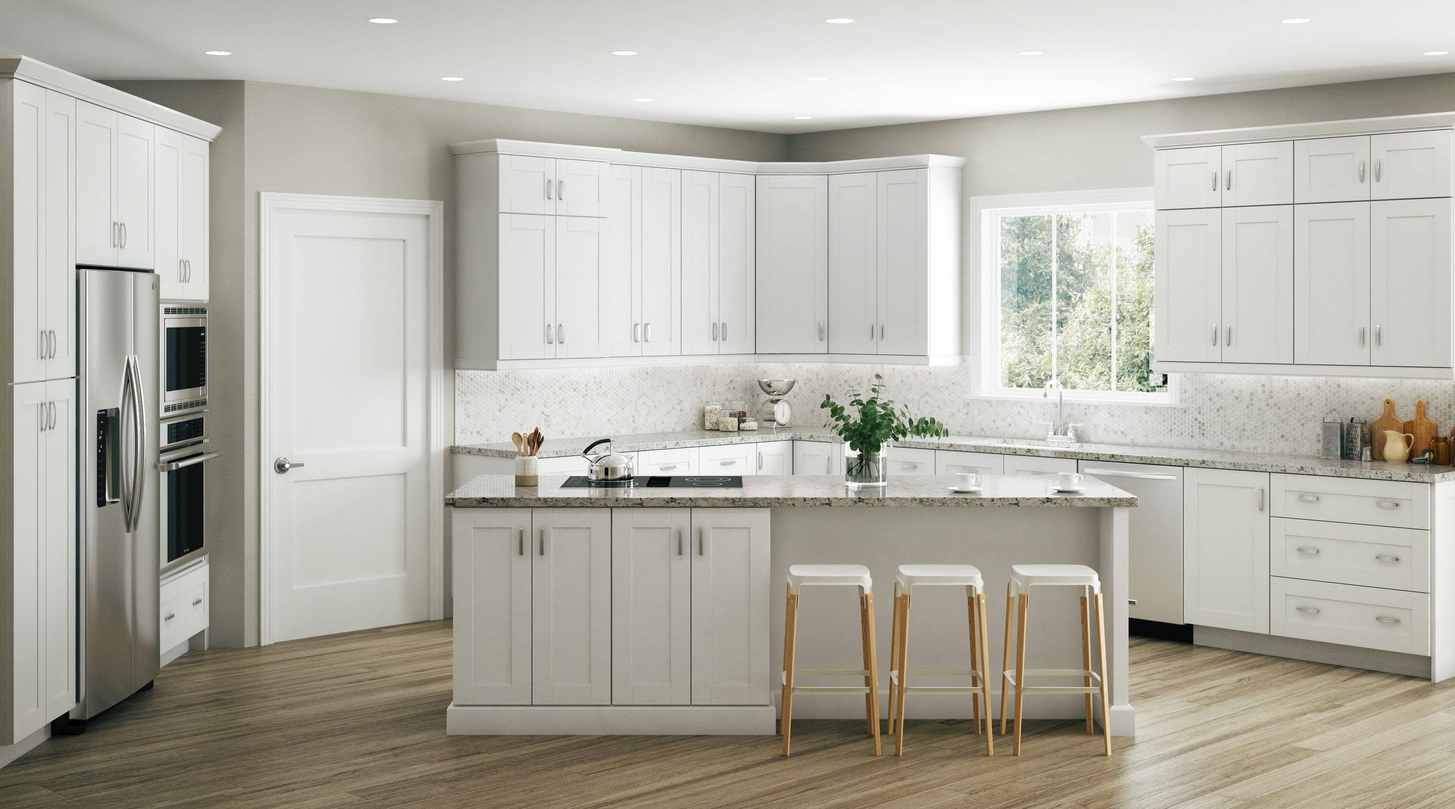 Vesper White Shaker Assembled Plywood Wall Kitchen Cabinet P356