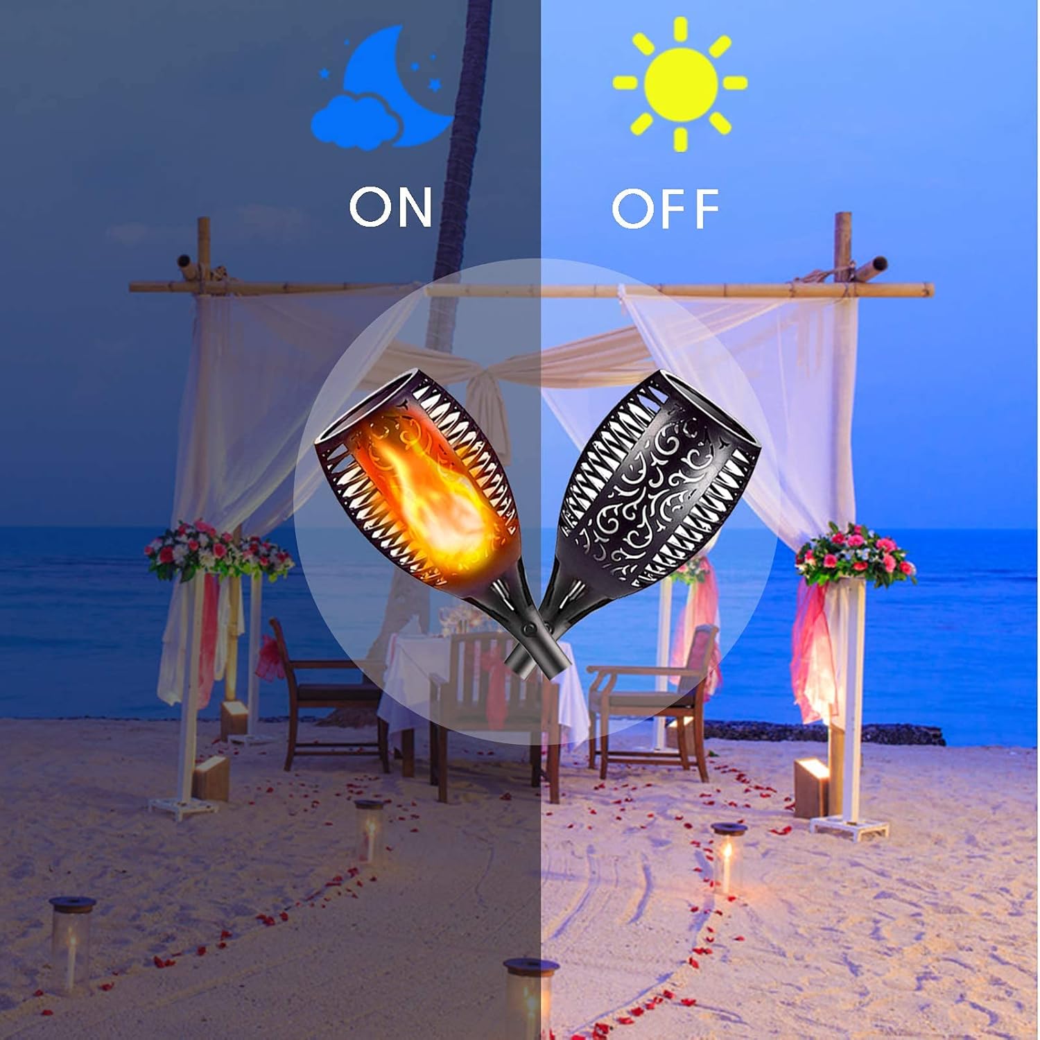 6 Pack Solar Torch Lights with Flickering Flames J872