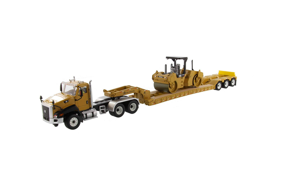 Cat Caterpillar CT660 Day Cab w/Lowboy Trailer u0026 CB-534D XW Vibratory Asphalt Compactor 2 PC Set 1/50 K621784