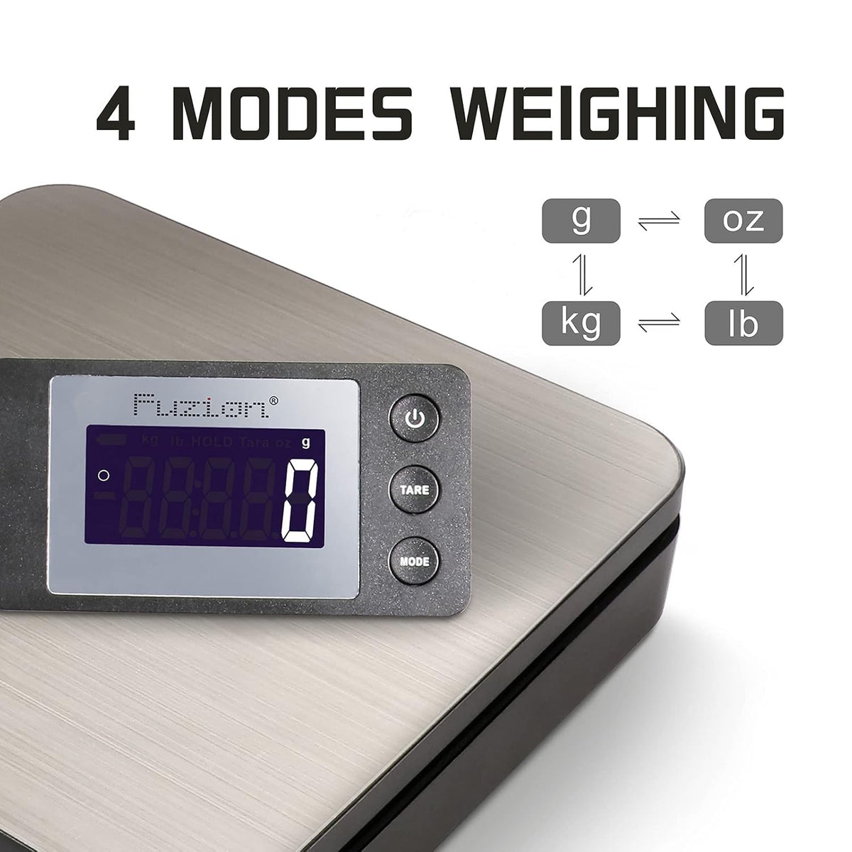 88Lb x 0.1oz Digital Shipping Scale, Stainless Steel Postal Scale with Tare Function, 4 Weighing Modes, Ac Adapter, Pack of 2 T4506