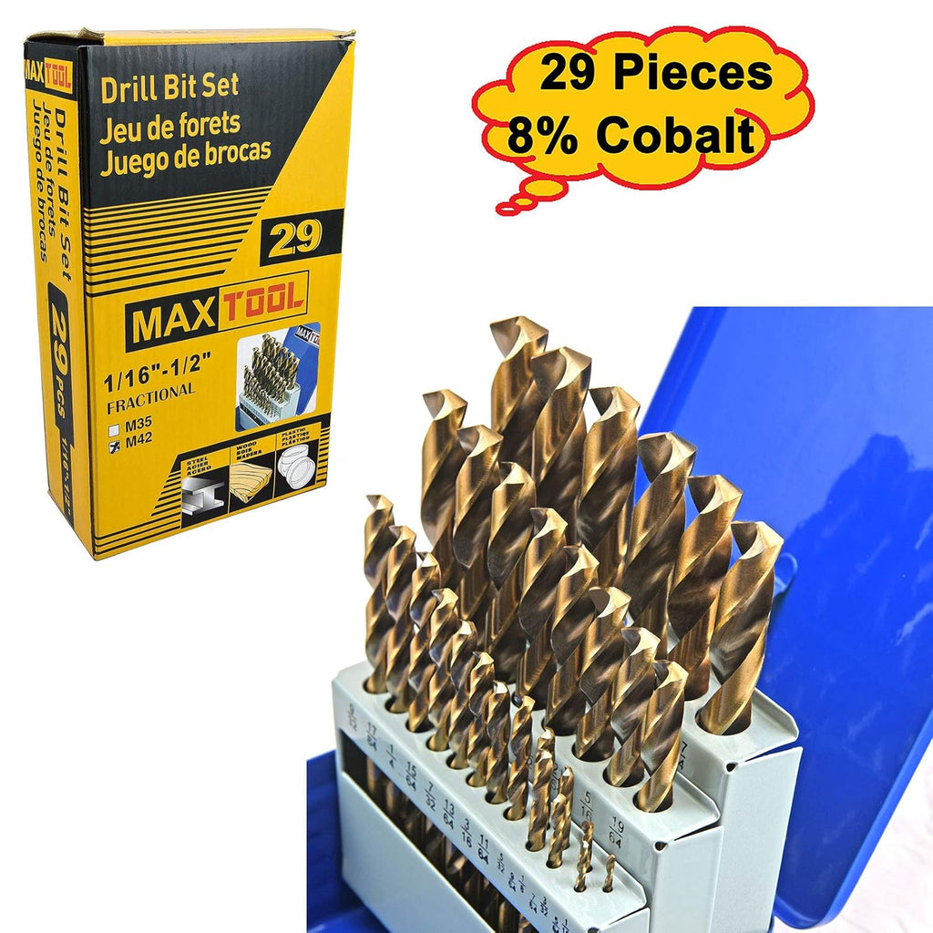29 Piece Cobalt HSS M42 Twist Drill Bit Set Z271087