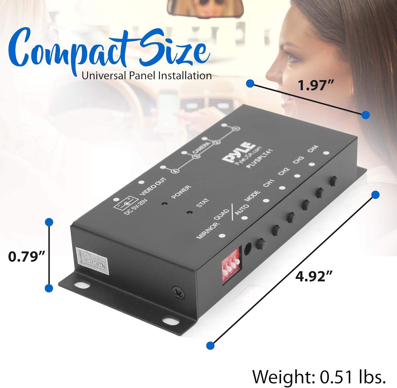 4-Channel Car Video Splitter Controller with Quad Selectable for Backup Camera Video Monitor Systems H9157