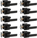 Matte Black Privacy Door Levers with Square Rosette N575868
