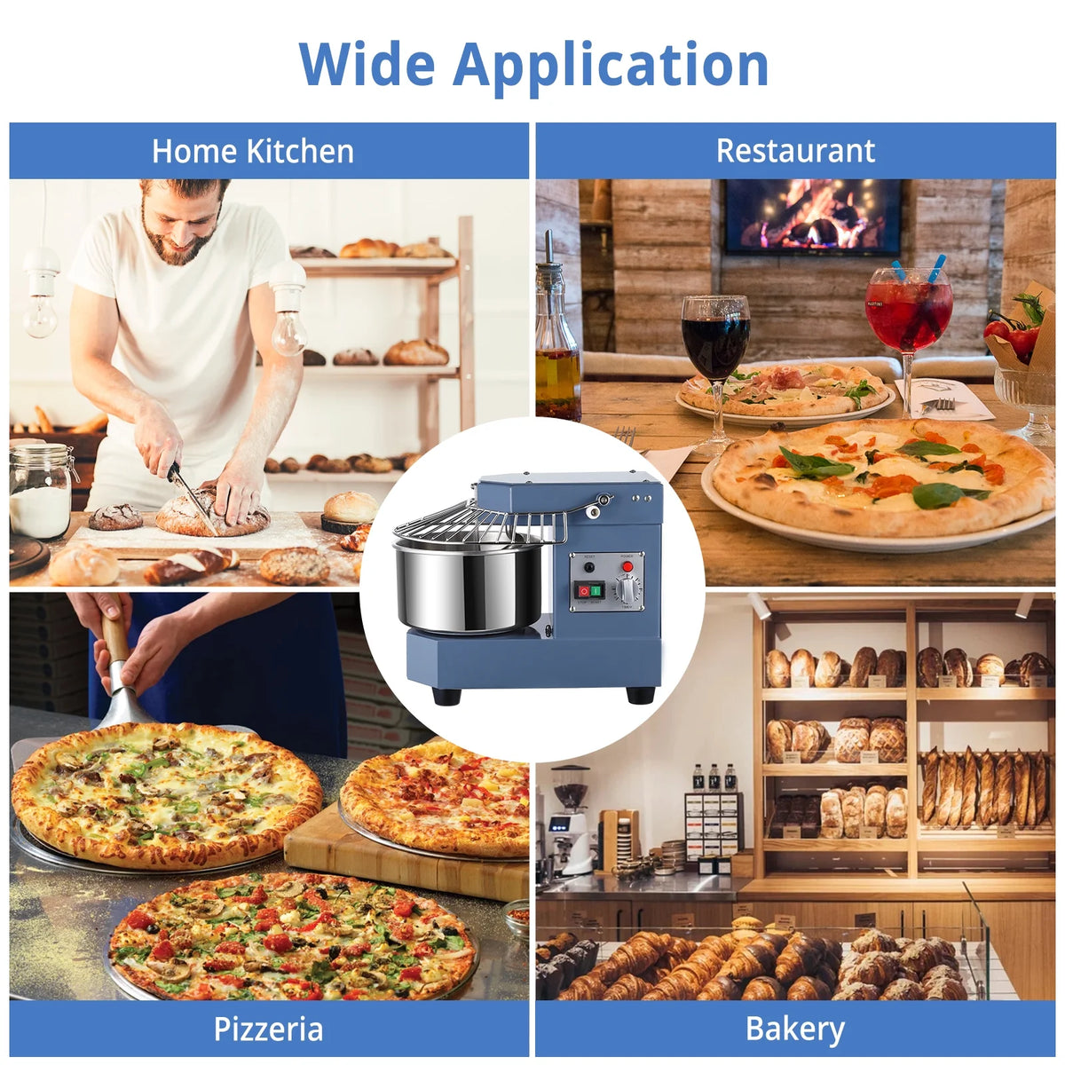 Commercial Dough Mixer, 8Qt Capacity, 450W Dual Rotating Dough Kneading Machine with Stainless Steel Bowl, Safety Shield, 110V K93416