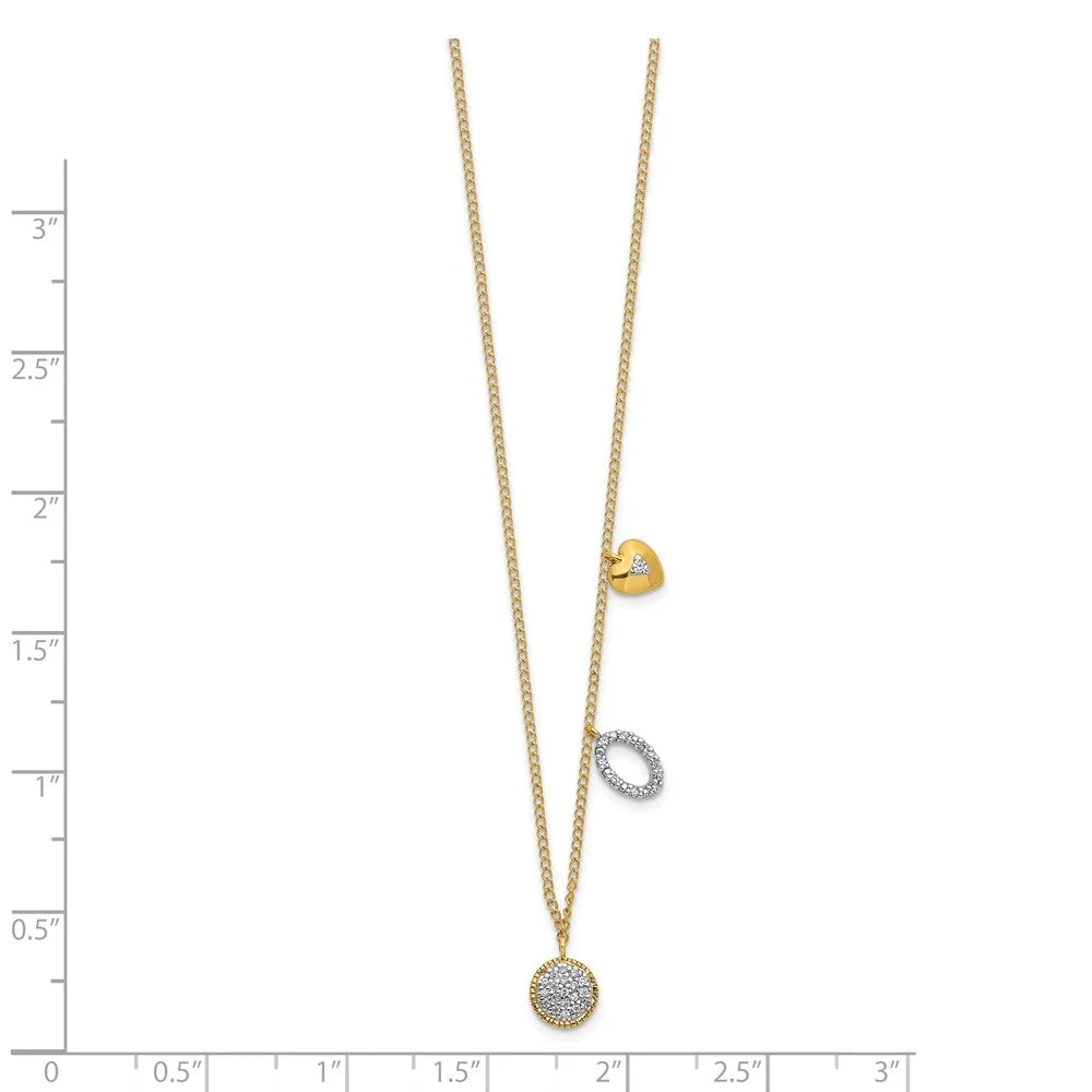 Real 14kt Yellow Gold Diamond Necklace 16.5 inch G5856
