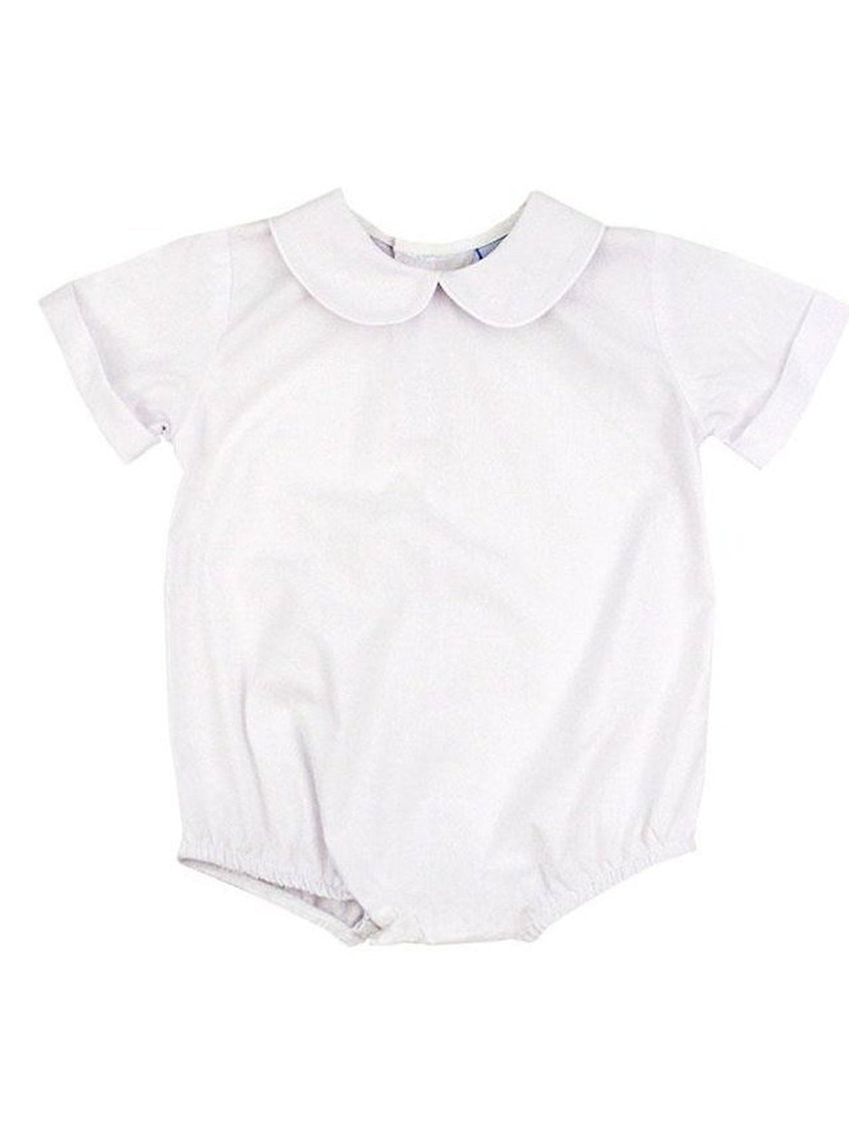 Boys White S/S Button Back Onesie