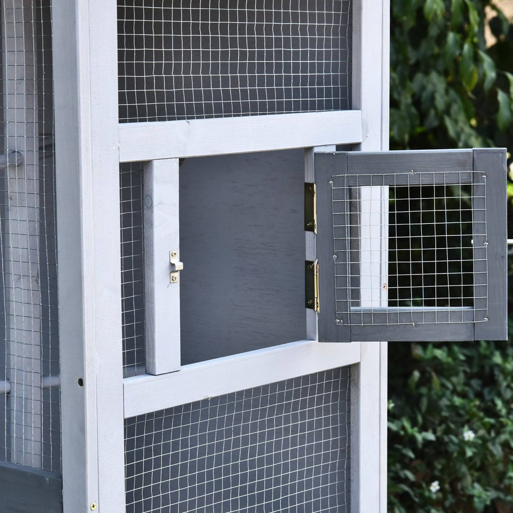 Grey Outdoor Wooden Bird Cage with Removable Bottom Tray C15005