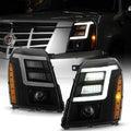 Chrome LED Tube DRL Projector Headlights Pair Set P717