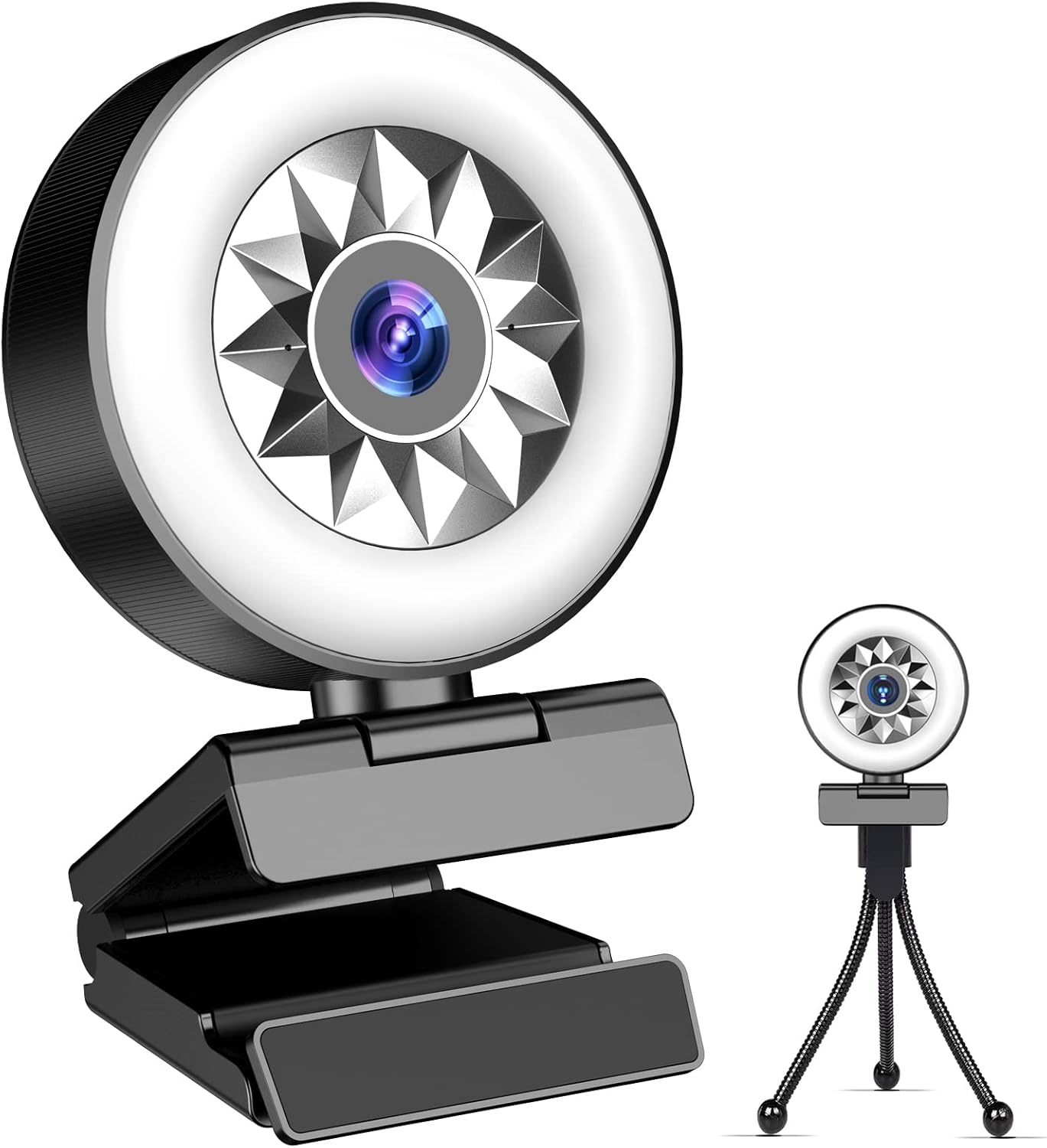 1080P Webcam with Microphone and Tripod with Ring Light S395287