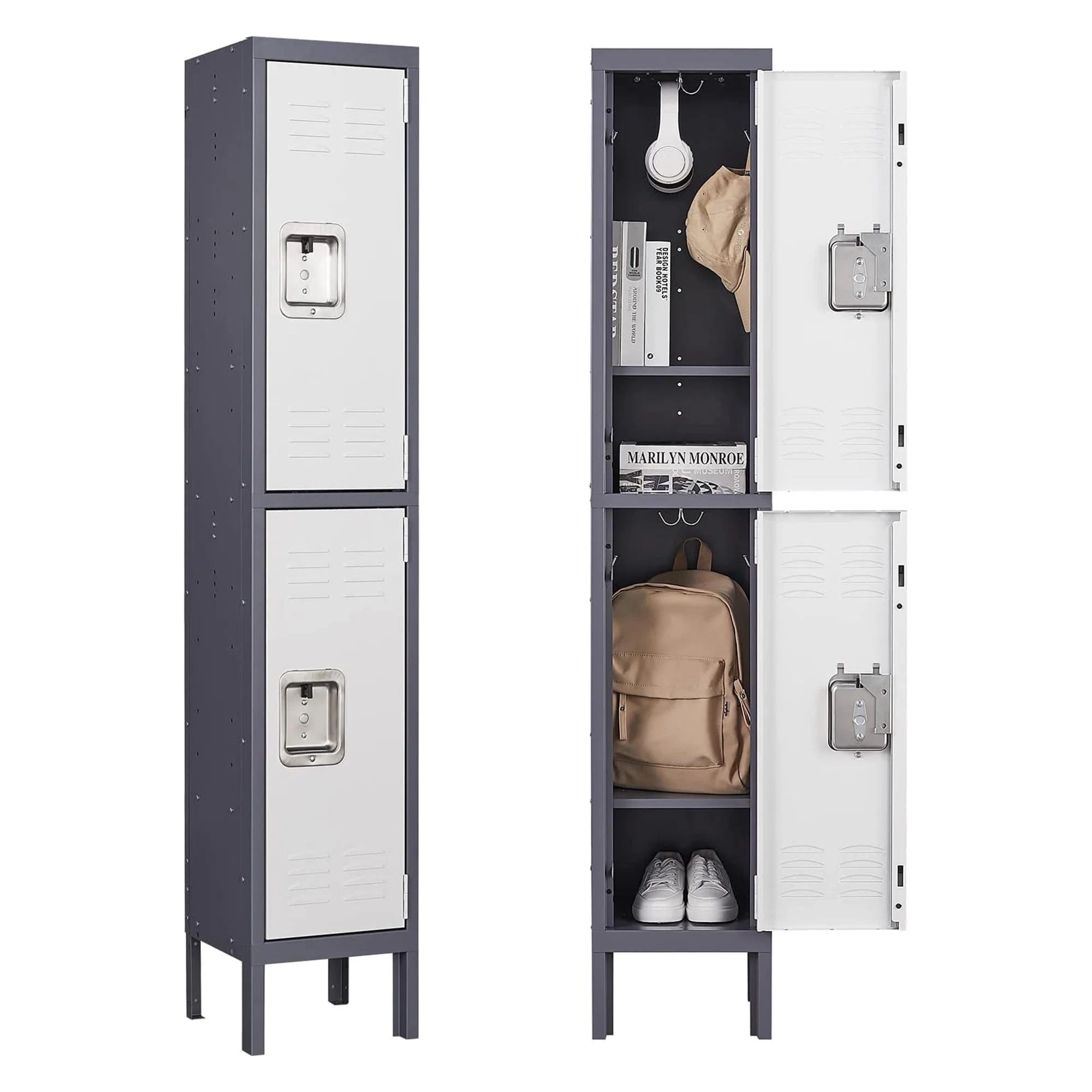 2-Tier Steel Locker Cabinet with Louvers M860