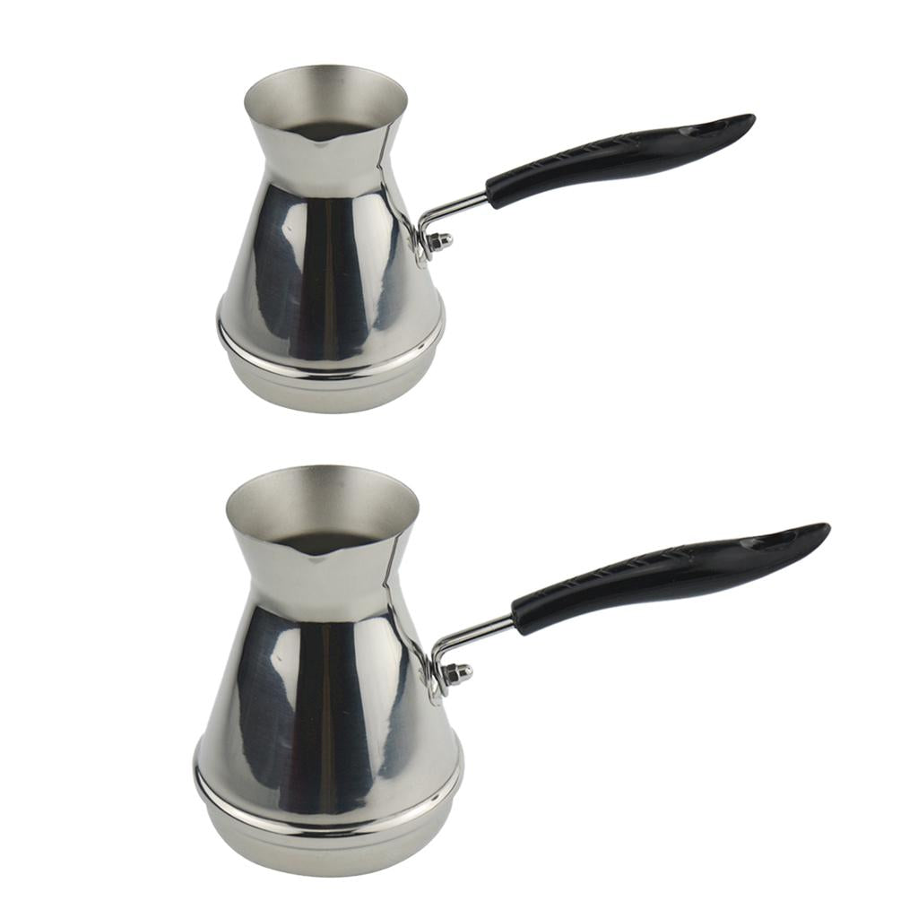 2 Pcs Stainless Steel Turkish Coffee Pot 17oz H380948