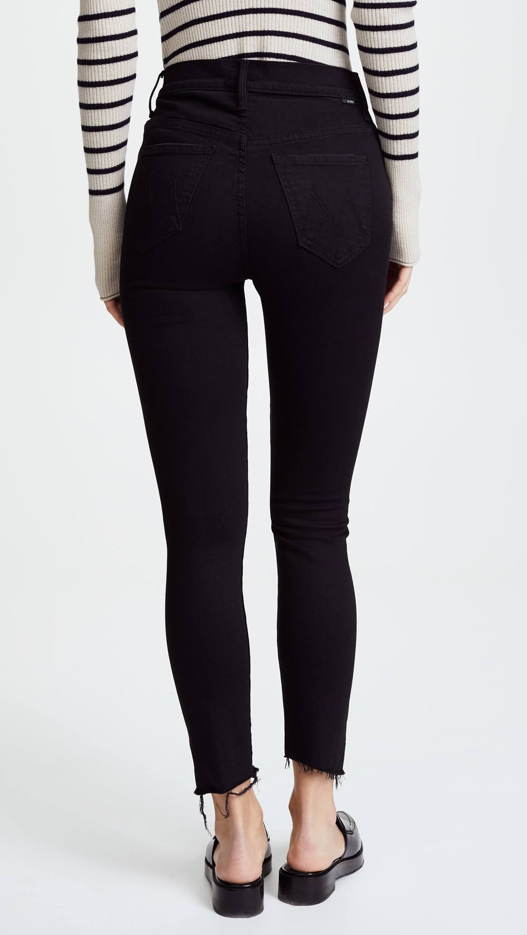 Black Zip Ankle Step Fray Jeans A101941